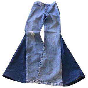 Reworked Distressed High Wasted Flares Jeans